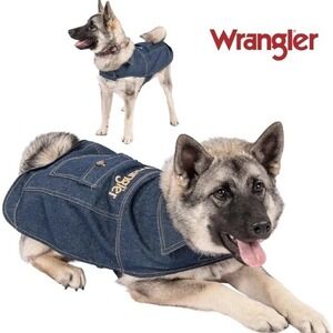 Wrangler Pet Apparel Denim Dog Jacket Coat Size Large 20 in.Western Flair‎ NWT